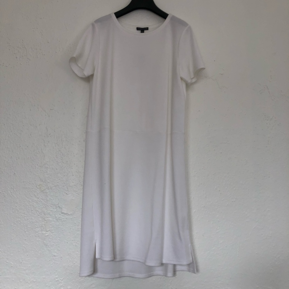 Eileen Fisher White shift dress with pockets